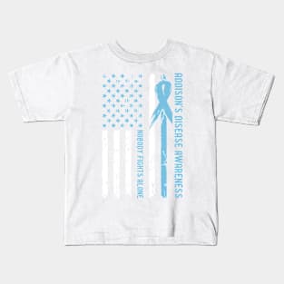 Addison's Disease Awareness Flag Nobody Fights Alone Kids T-Shirt